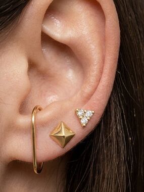 Solid 14k Gold Wrap Stud Earrings Minimalist Fine Jewelry Stylist Curated